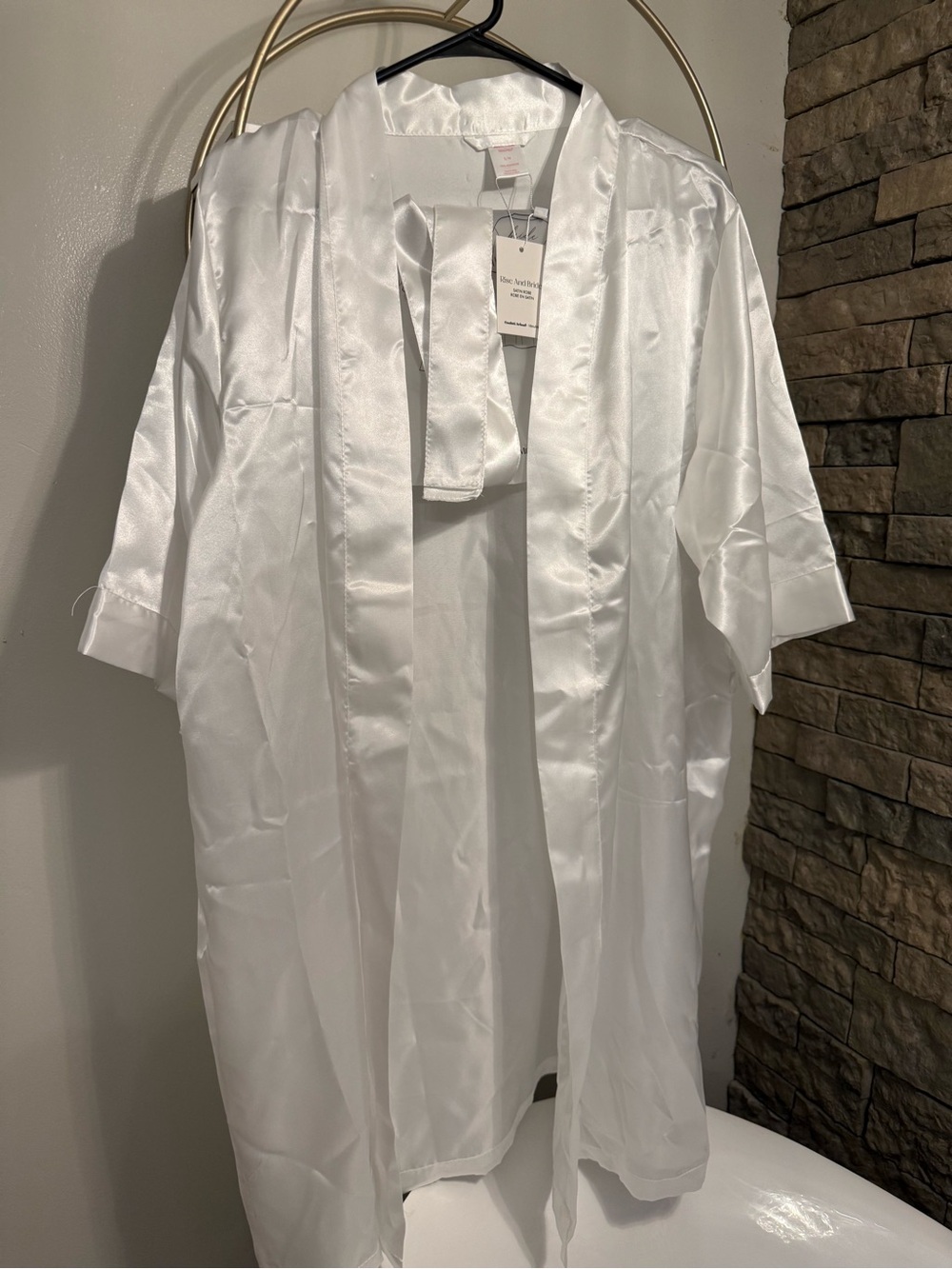 White Satin 'Bride' Robe with Silver Script - Picture 2 of 2